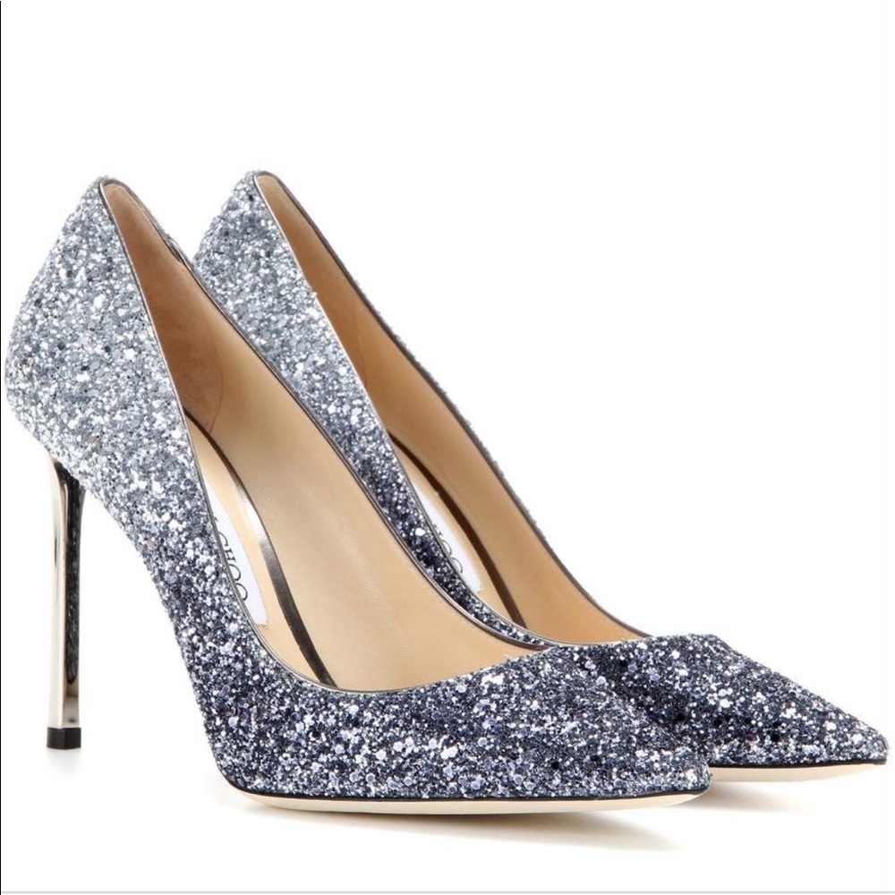 Jimmy Choo Romy Gradient Glittered Leather Pumps